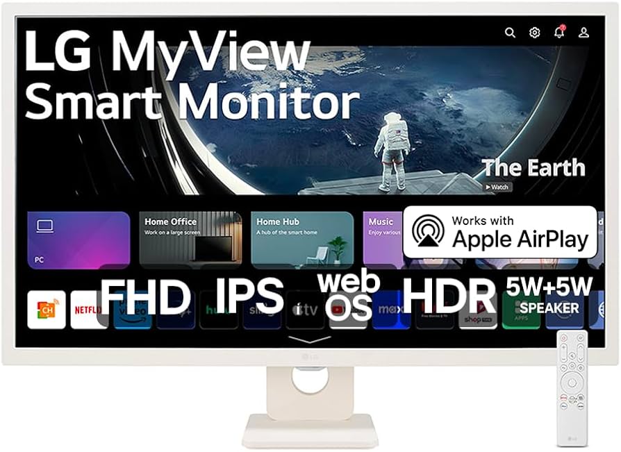 Monitor Smart LG 32" FHD, IPS, HDMI, VESA, 32SR50F-W.AWZM