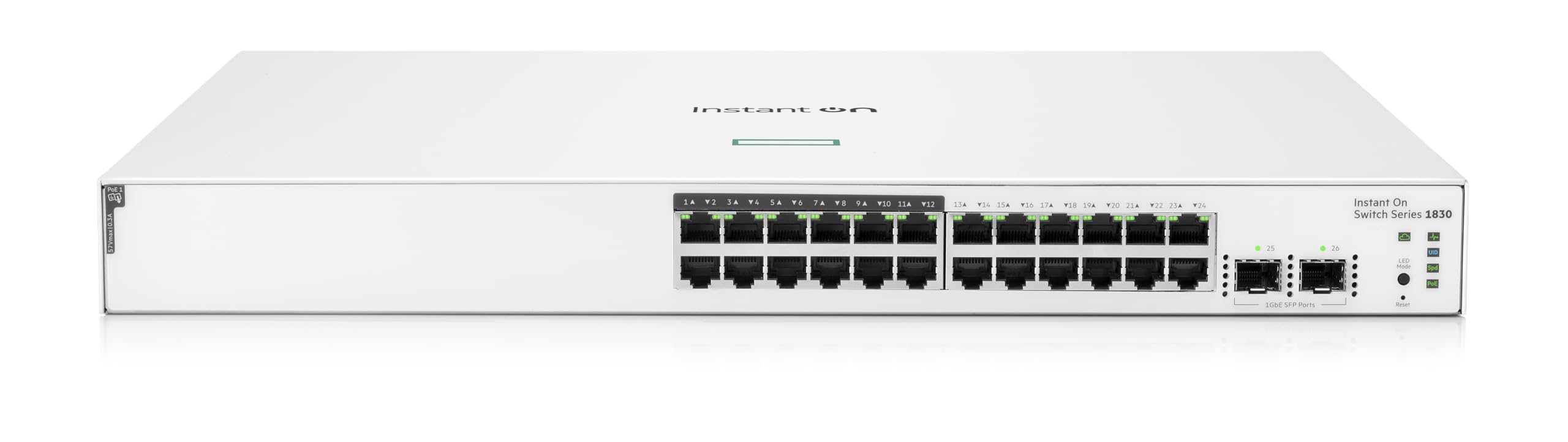 Switch Aruba Instant On 1830 24G 2SFP, Gerenciável, 24 Portas Gigabit, 2 Portas SFP 1GbE, JL812A