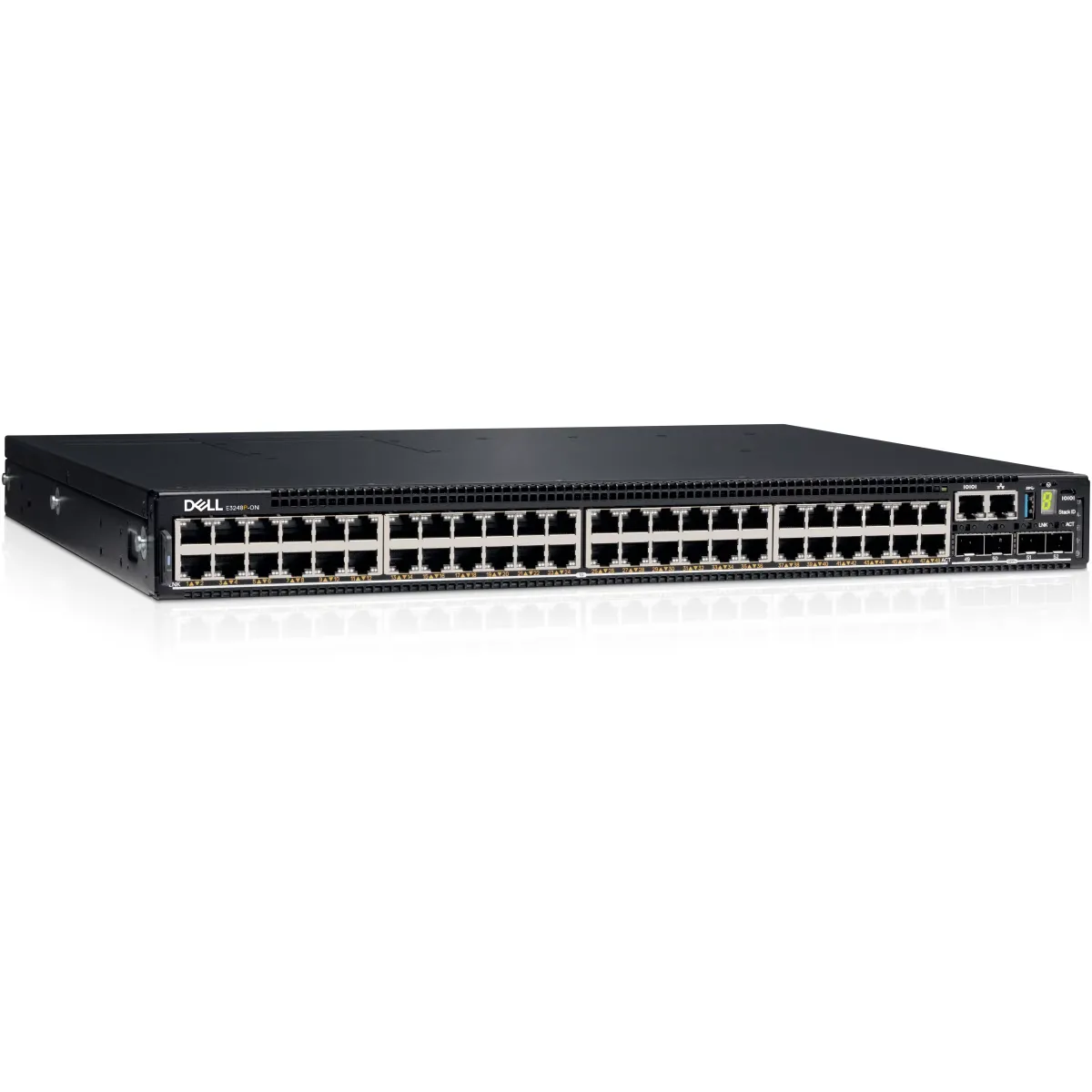 Switch Dell PowerSwitch E3248P-ON, 48x 1GbE RJ-45 PoE+, 4x SFP+ 10GbE, 2x QSFP28 100GbE, 210-BMYC-E3248P