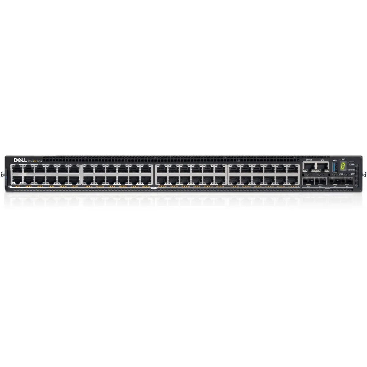 Switch Dell PowerSwitch E3248PXE-ON, 48x 1/2.5/5/10GbE RJ-45 PoE++ 90W, 4x 25GbE SFP28, 2x 100GbE QSFP28, 210-BFGO-E3248PXE