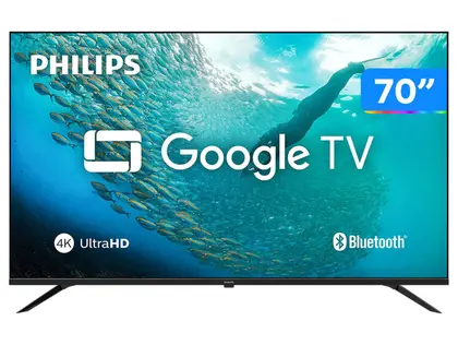 Smart TV Philips 70" 4K UHD, Google TV, HDR10, Dolby Audio, Wi-Fi, Bluetooth, 70PUG7019/78