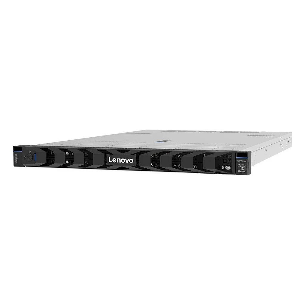 Servidor Lenovo ThinkSystem SR630 V4, Xeon 6505P (12C), 32GB, 2X 2.4TB SAS, 2x 1300W, Sem S.O, 7DG9A033BR